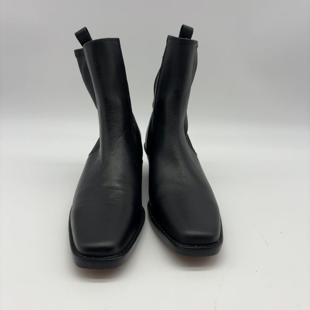 Madewell Black Leather Square-Toe Ankle Boots